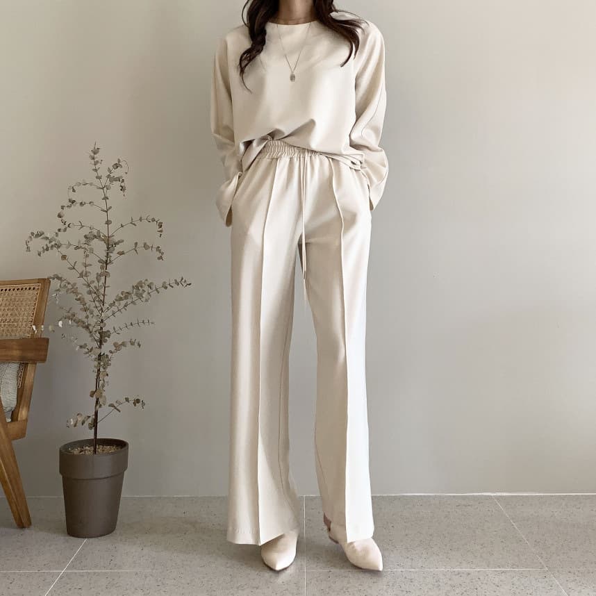 Women's Clothing Early Spring Lazy Loose Sweater High Waist Cover Meat Casual Wide Leg Pants Suit For Women