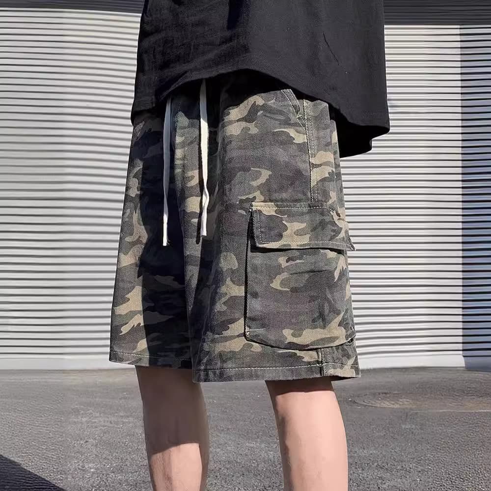 Men's Clothing Retro Camouflage Shorts High Street Multi Pocket Straight Overalls Trendy Loose Versatile Shorts