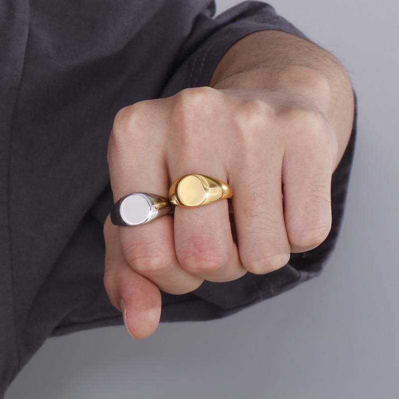 Men And Women's Jewelry Laser Logo Engravable Smooth Titanium Steel Ring Geometric Round Stainless Steel Ring Cool Style