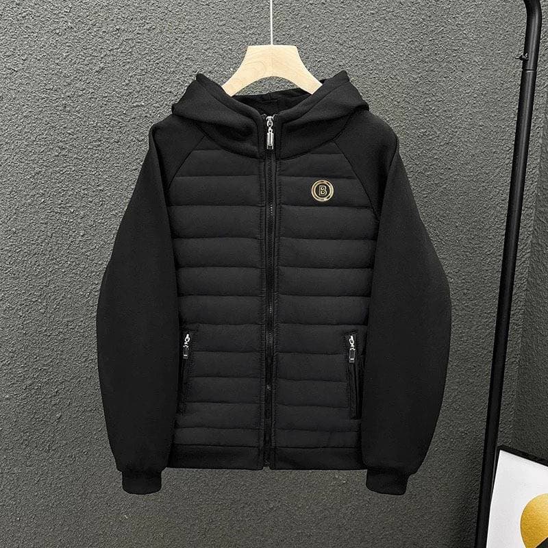 Men's Clothing 25 High-Quality Embroidered Letter Pattern Hooded Warm Thick Down Cotton Jacket For Spring And Autumn, Men And Women