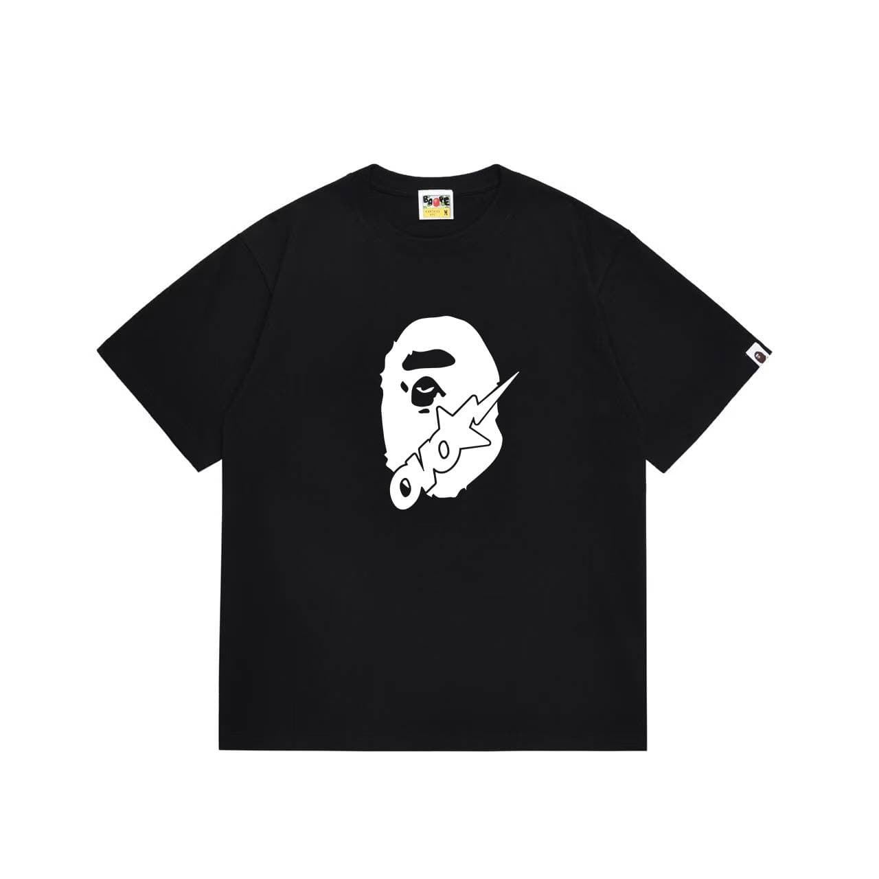 T-shirt oversize à col rond pour homme BAPE X OVO Owl, imprimé tête de singe et hibou recto-verso, idéal pour le printemps et l'été au quotidie