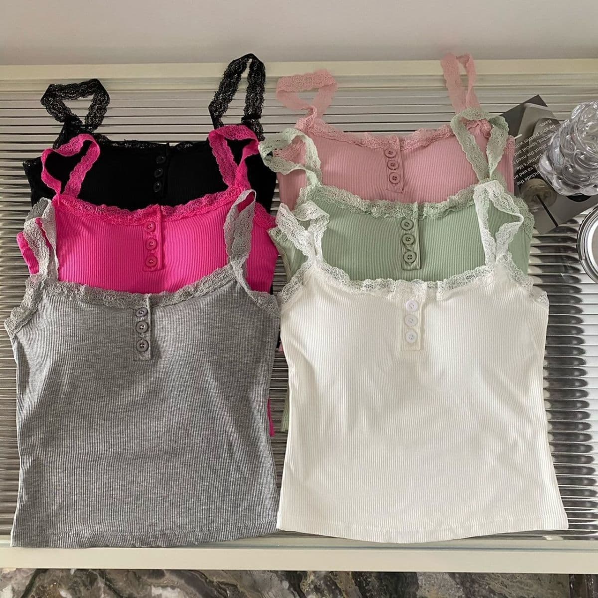 Women's Pure desire style lace suspenders white with chest pad vest for women in autumn outer wear beautiful back slim fit bottoming top