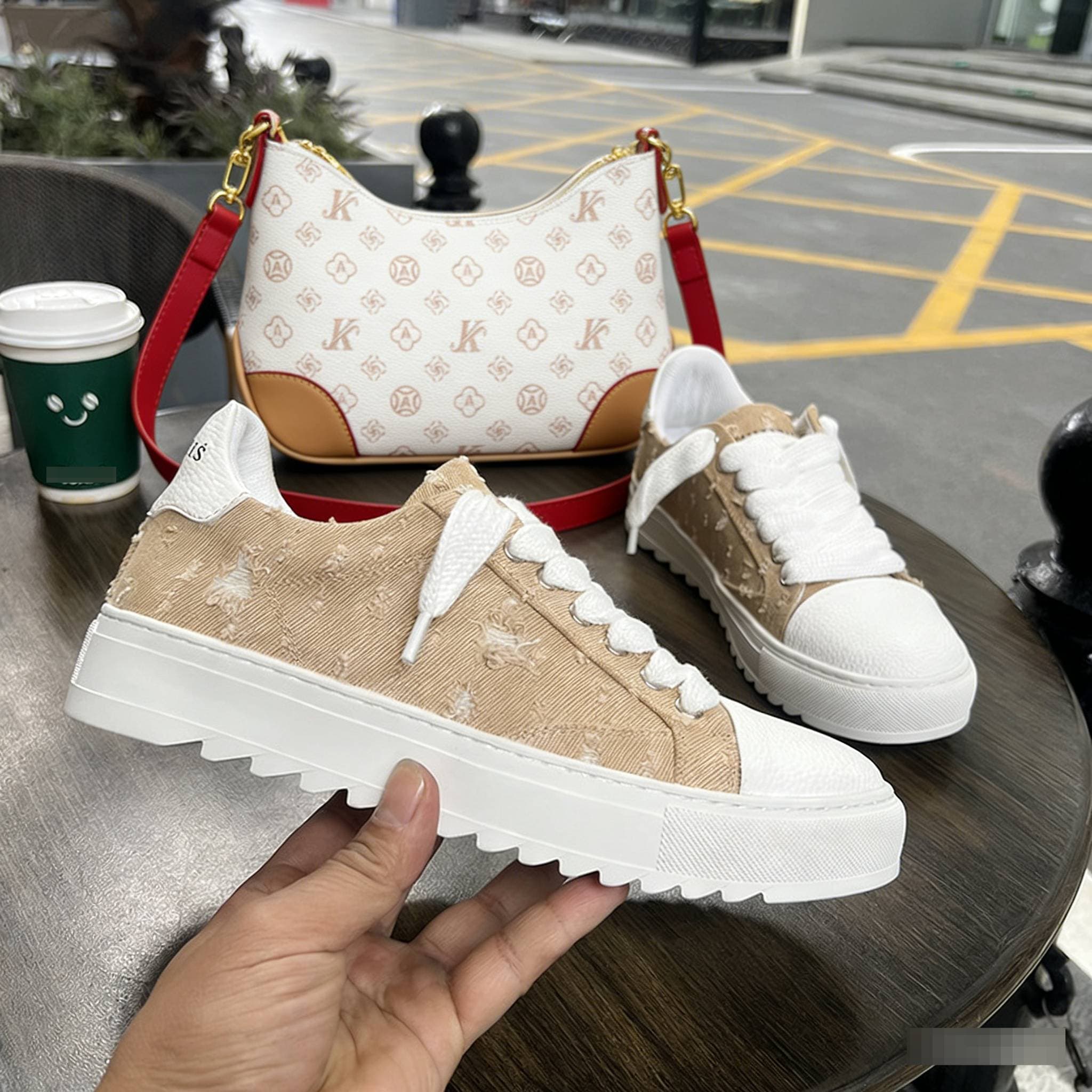 Women's Chain Bag & High-Top Sneakers Set – Retro Shoulder Bag With Sporty Casual Shoes (Streetwear Chic Combo)​
