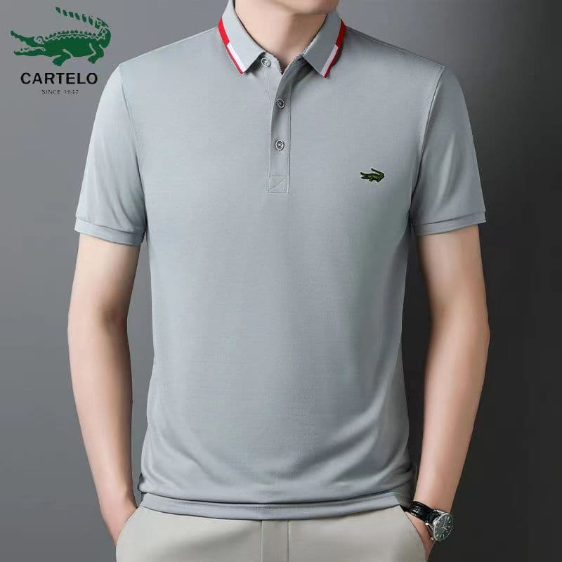 Polos homme en coton brodé, collection printemps-été, décontractés et respirants, à revers.