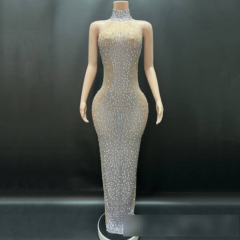 Elegant High-Slit Mermaid Evening Dress With Crystal Embellishments For Parties, Galas & Special Occasions