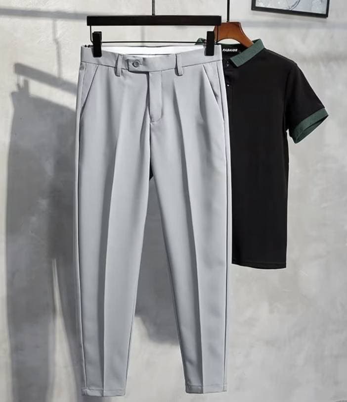 Pantalons décontractés pour hommes Printemps et automne Été Pantalons de costume élastiques fins Pantalons à neuf points