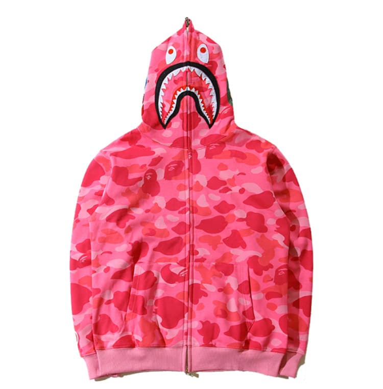 C Automne et hiver tendance mâle et femelle requin camouflage imprimé velours pull hommes veste à capuche décontractée