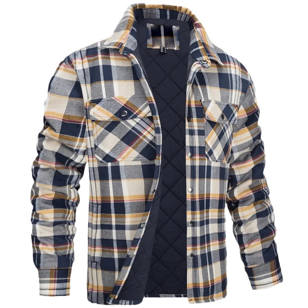 Men's Clothing jackets long sleeved lapel plaid thickened shirt men's jacket