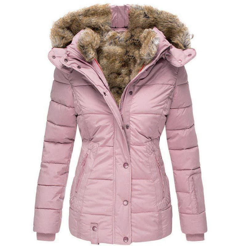 Women's clothing fur collar cotton coat women's zipper long-sleeved slim hooded cotton coat
