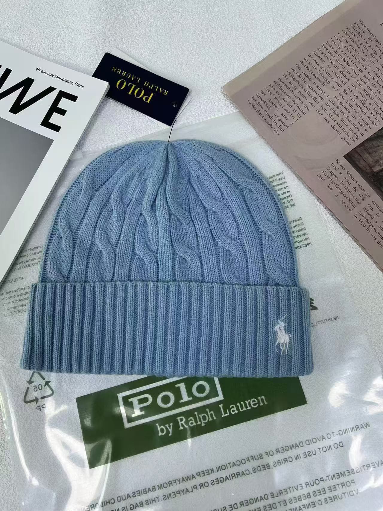 Bonnet unisexe en maille torsadée unie, broderie classique tête de mort, chaud d'hiver, style Ralph Lauren