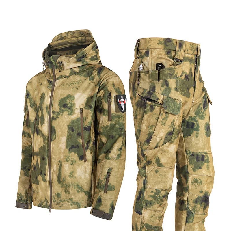 Fleece-Lined Shark Skin Softshell Jacket – Water-Resistant Tactical Outerwear Camo & Multi-Pattern Options | Men’s Winter Hunting & Hiking Gear