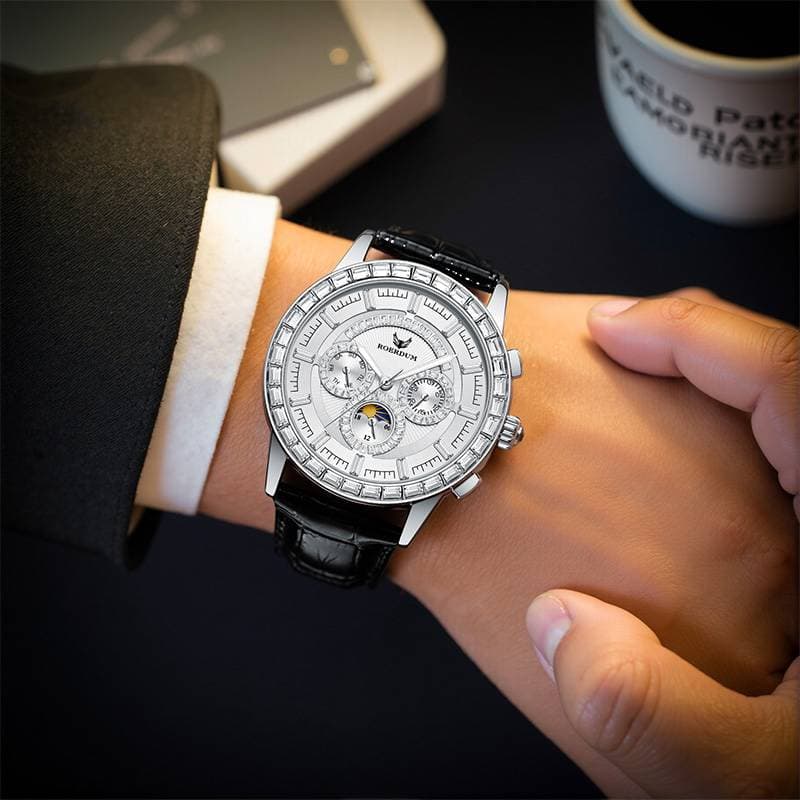 ROERDUM Master Cool Play Series- Big Three Eyes Luminous Waterproof White Dial Business Trend Men's Watch Mechanical Watch