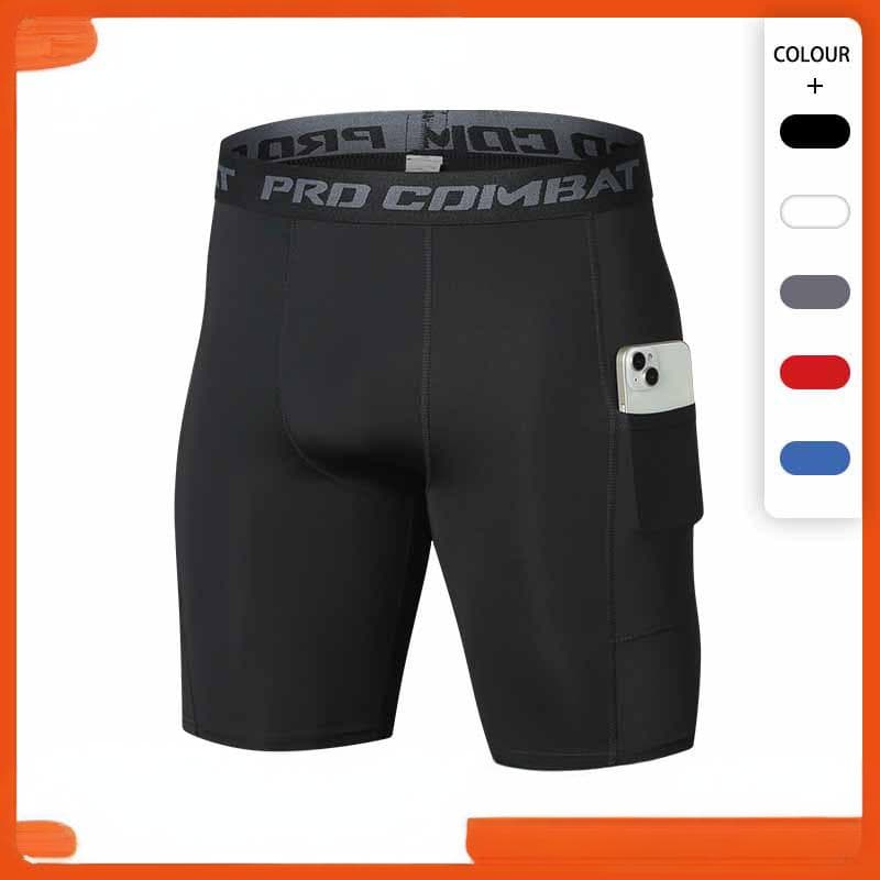Men's Clothing Fitness Shorts With Pockets Sports Running Track Pants Elastic Quick Drying Tight Compression Shorts