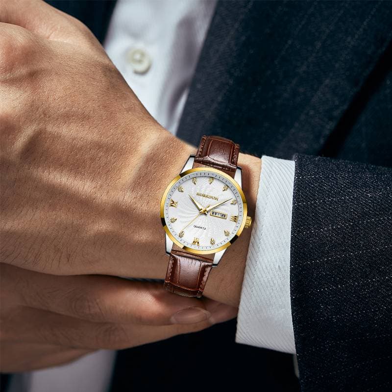 ROERDUM Gentleman Series - Brown Retro Style Quartz Watch With Silver Dial And Leather Strap For Men | Casual & Business Timepiece