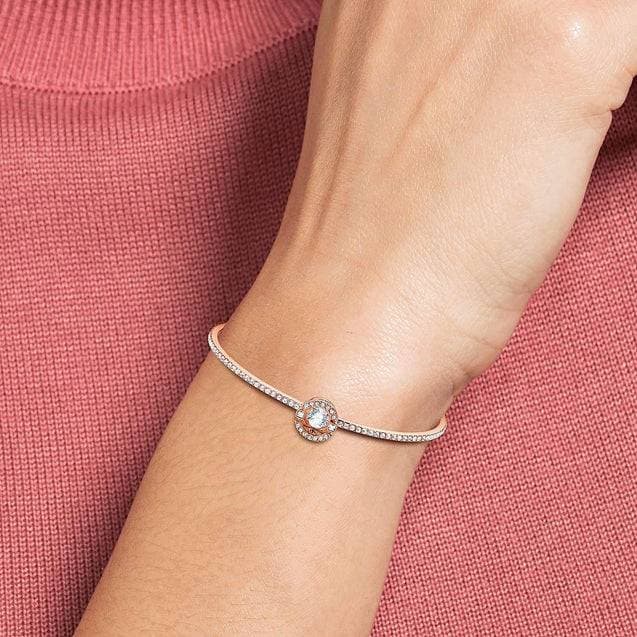 Swarovski Sparkling Dance Bangle In White In Rose Gold