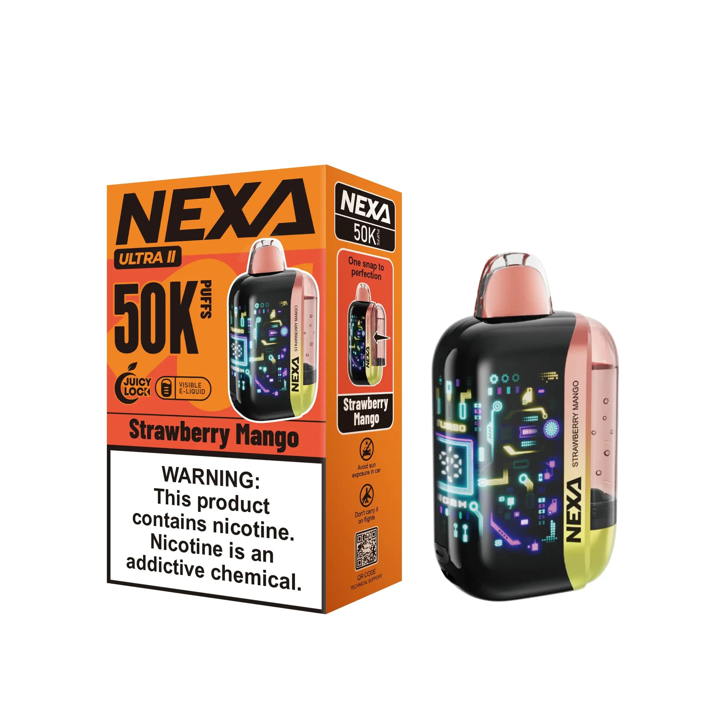 1 à 3 cigarettes électroniques jetables NEXA ULTRA II 50K (50 000 bouffées) - 20 ml, 5 % de sels de nicotine, 900 mAh
