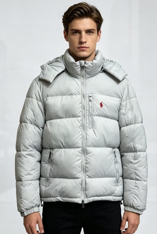 Doudoune matelassée ample à capuche en coton pour homme, disponible en plusieurs couleurs, ornée d'un petit logo poney, coupe-vent et chaude pour