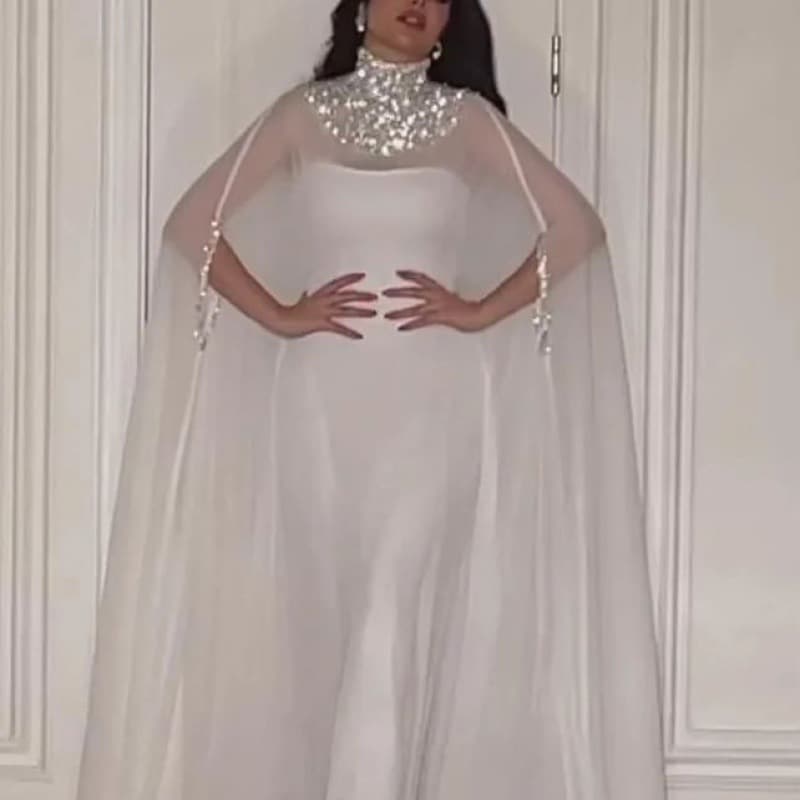 Women's New Fashion Metal Sequin Shawl Slit Long Swing Skirt
