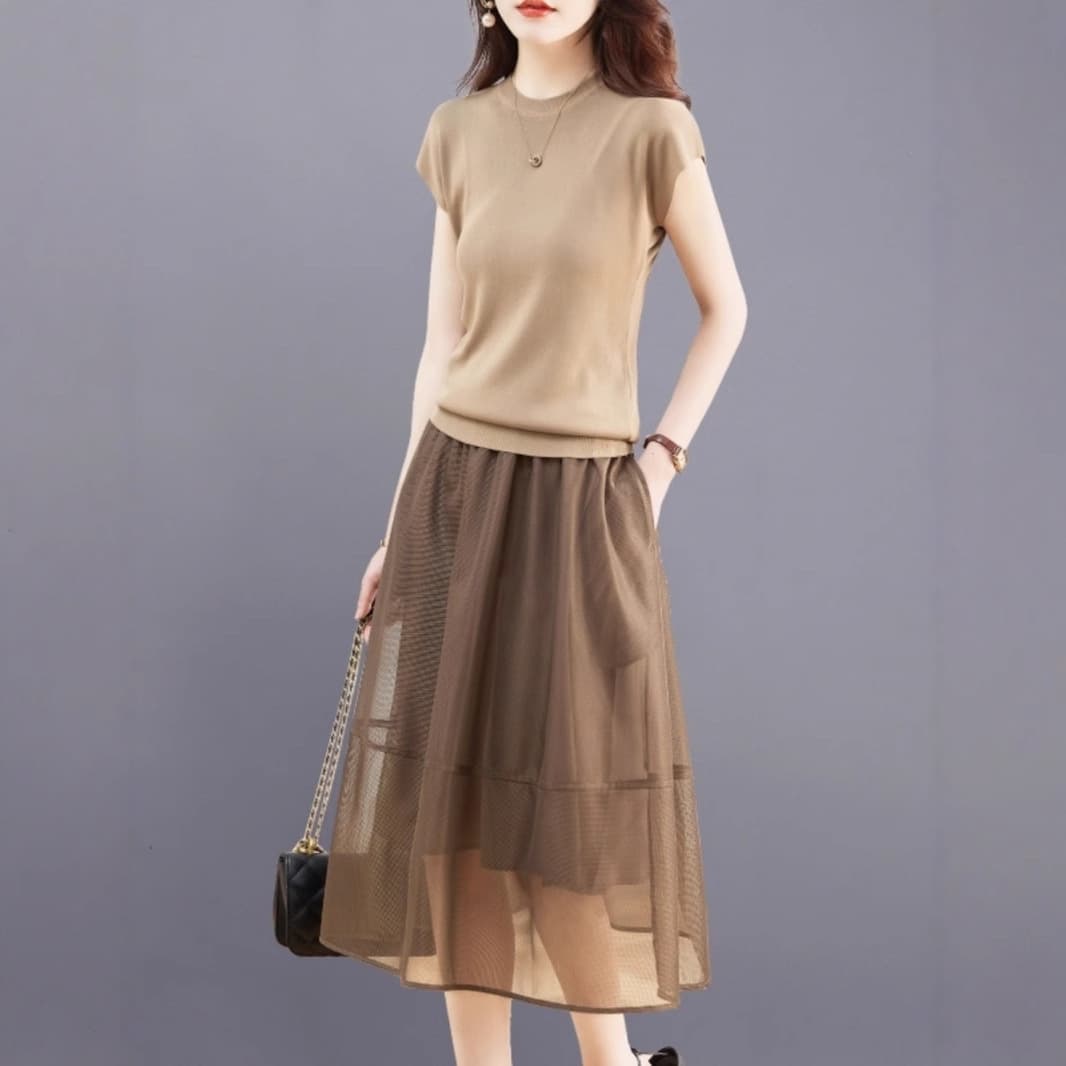 Two-Piece Set For Women Summer 2025 New Style High-End Elegant Fashionable Youthful Slimming Outfit Dress