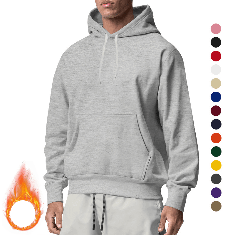 Men's Clothing Thick Round Neck Hooded Solid Color Hoodie Sportswear