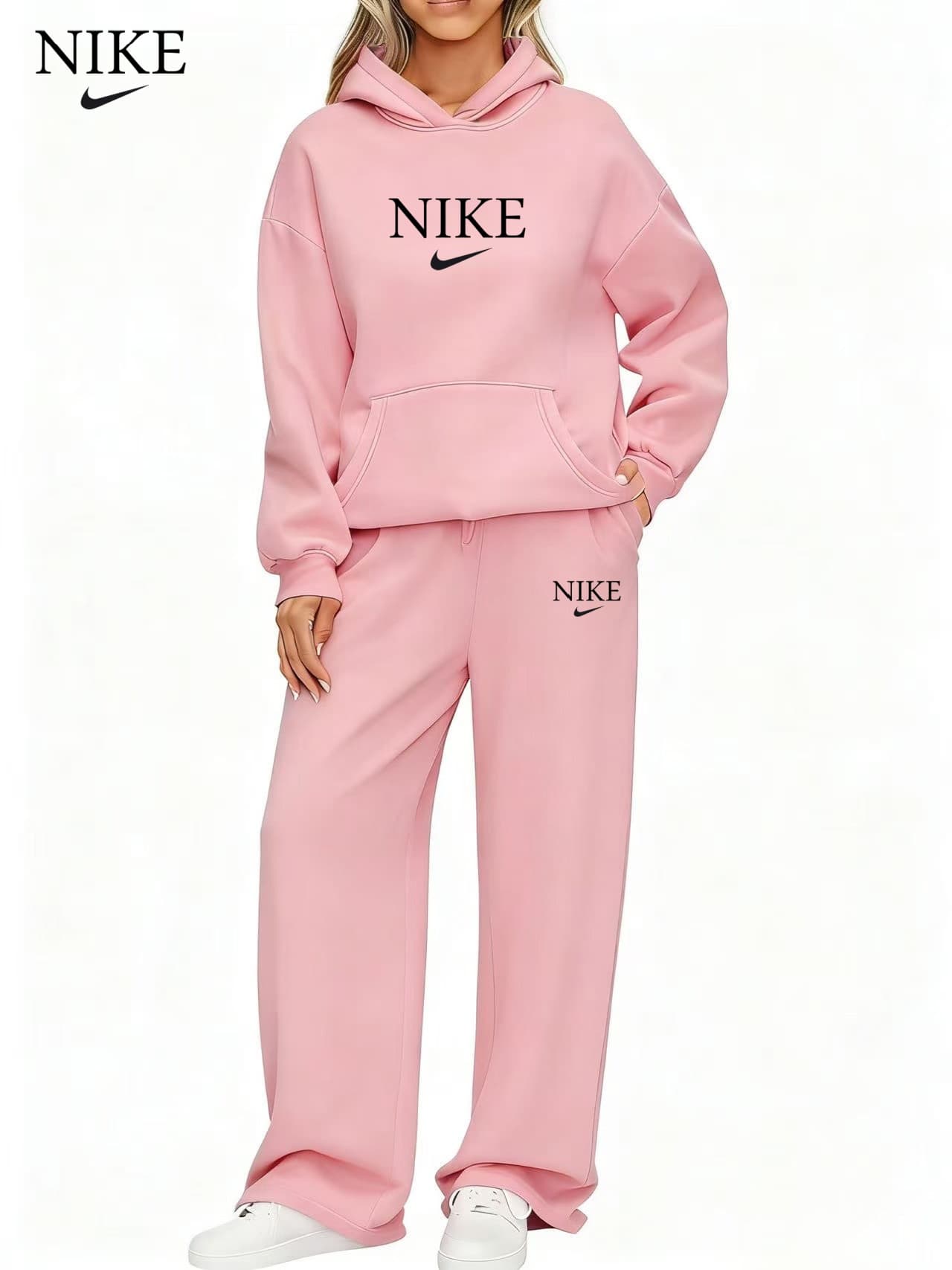 Ensemble de survêtement Nike pour femme, sweat à capuche oversize, pantalon de jogging, style streetwear, 2 pièces