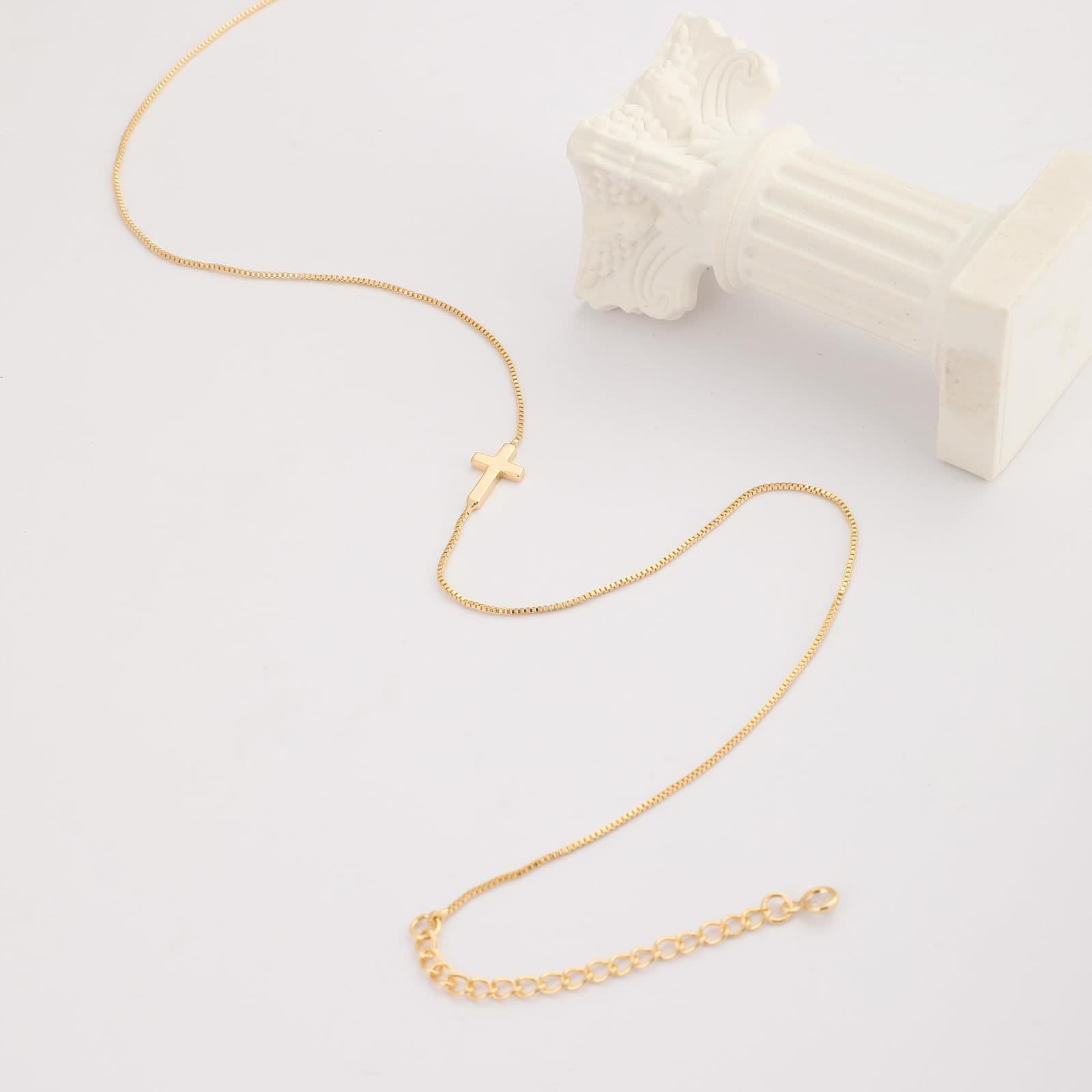 Women's Jewelry Stainless Steel K Gold Plated Tiny Cross Pendant Necklace Clavicle Chain Fashion Ladies Gift