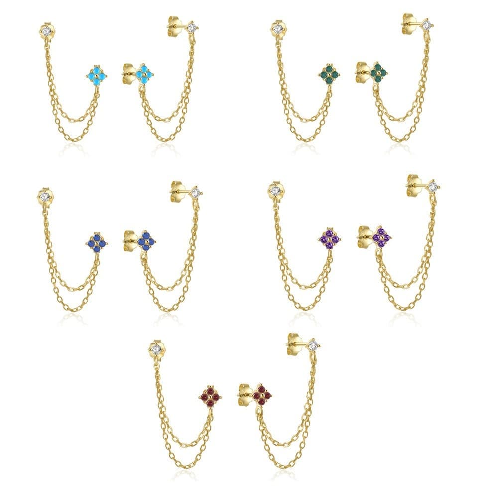 S925 Sterling Silver Needle Ins-style Chain Tassel Diamond-studded Earrings, European And American Best-selling