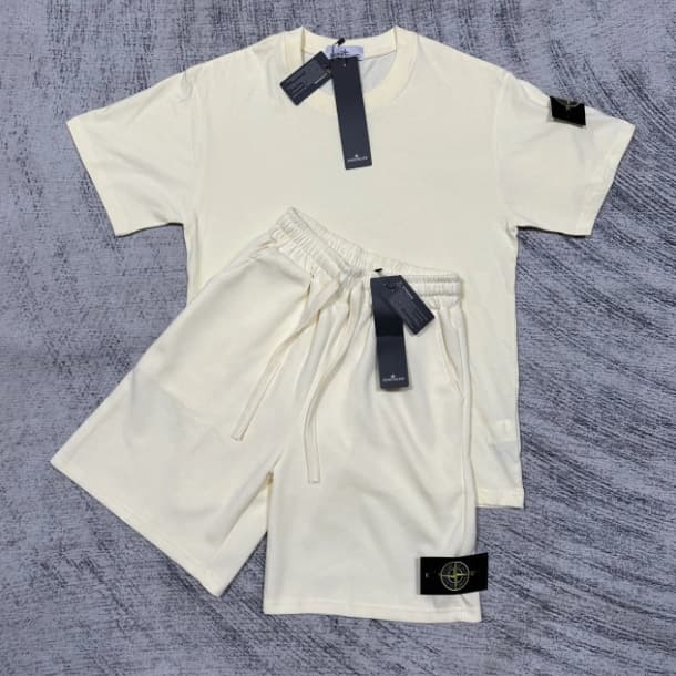 Short STONE à insigne boussole transfrontalier, pantalon décontracté mi-long, ensemble de sport ample à manches courtes pour l'été