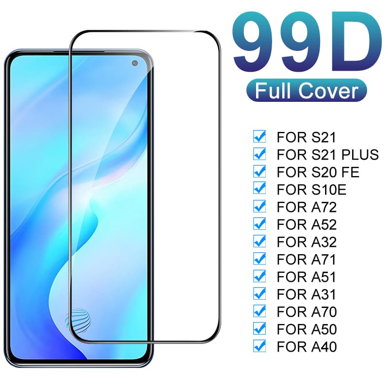 Full Cover Screen Protector On The For Samsung Galaxy A72 A52 A32 A71 A51 A31 A21 A70 A60 A50 A40 S21 Plus S20 Fe Temper
