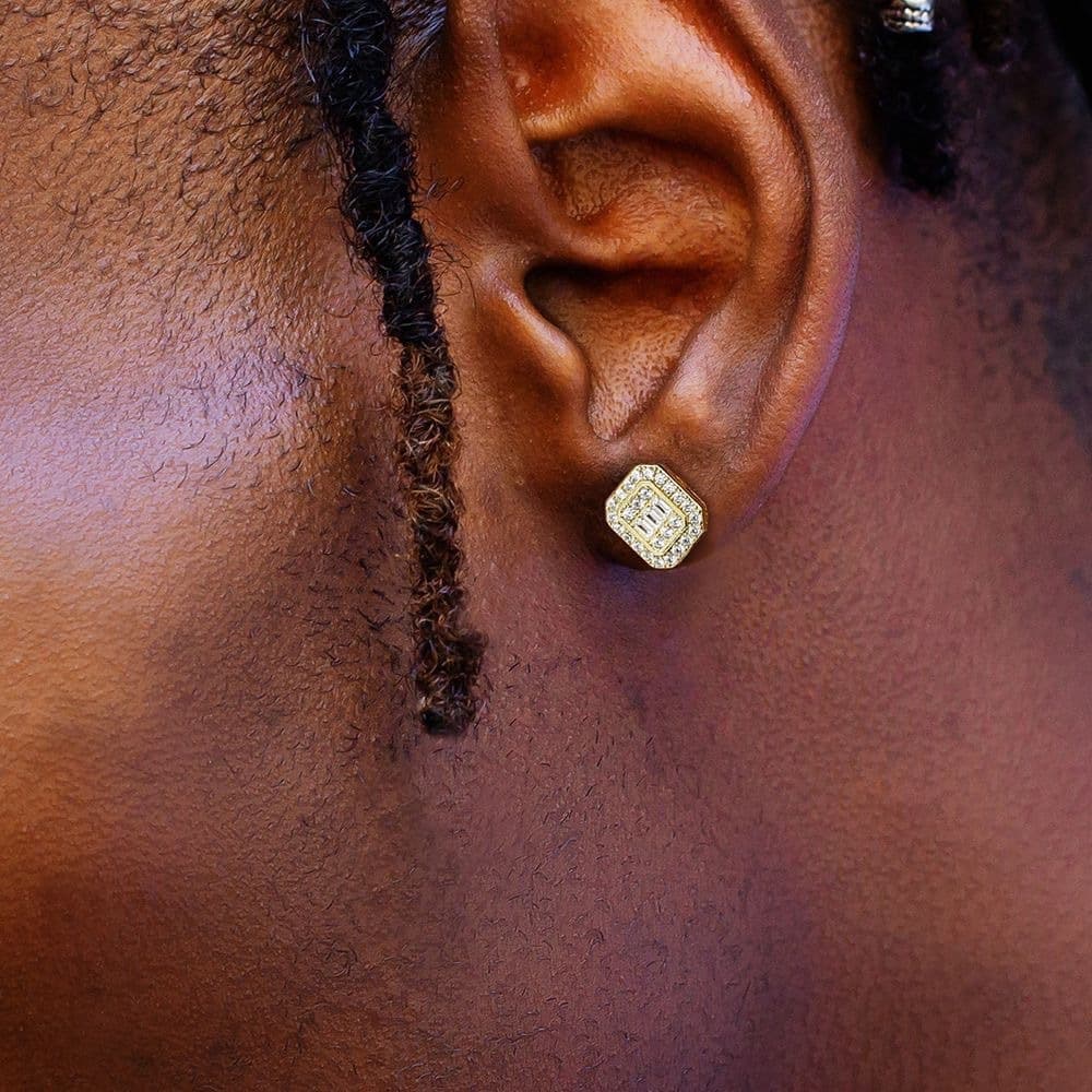 Men’s Jewelry Set Fashion Full Diamond Men's Hip Hop Earrings Micro Inlaid Zircon Trendy Geometric Earrings Hot Selling Ear Jewelry