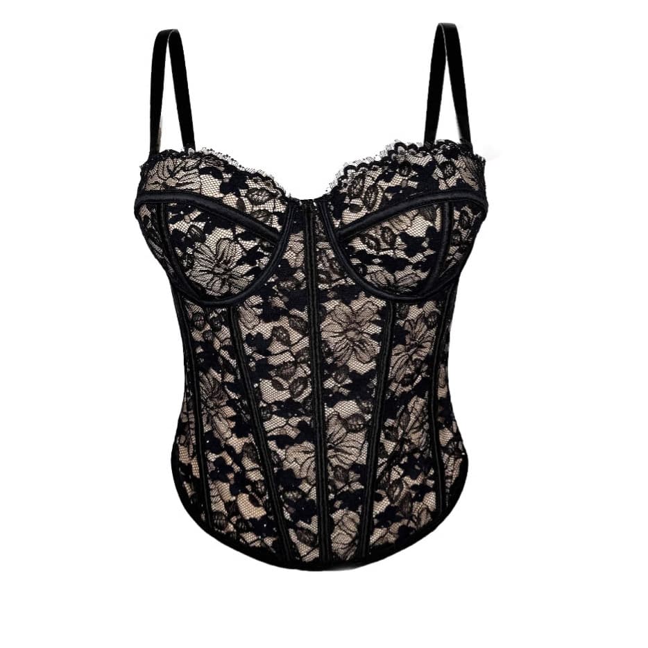 Girl Black Lace Inner Straps High End Outer Wear Body Shaping Gathered Herringbone Bra