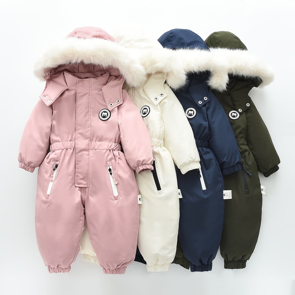Mother & Kids children's clothing 2024 winter new baby plush thick warm ski suit crawling suit baby jumpsuit