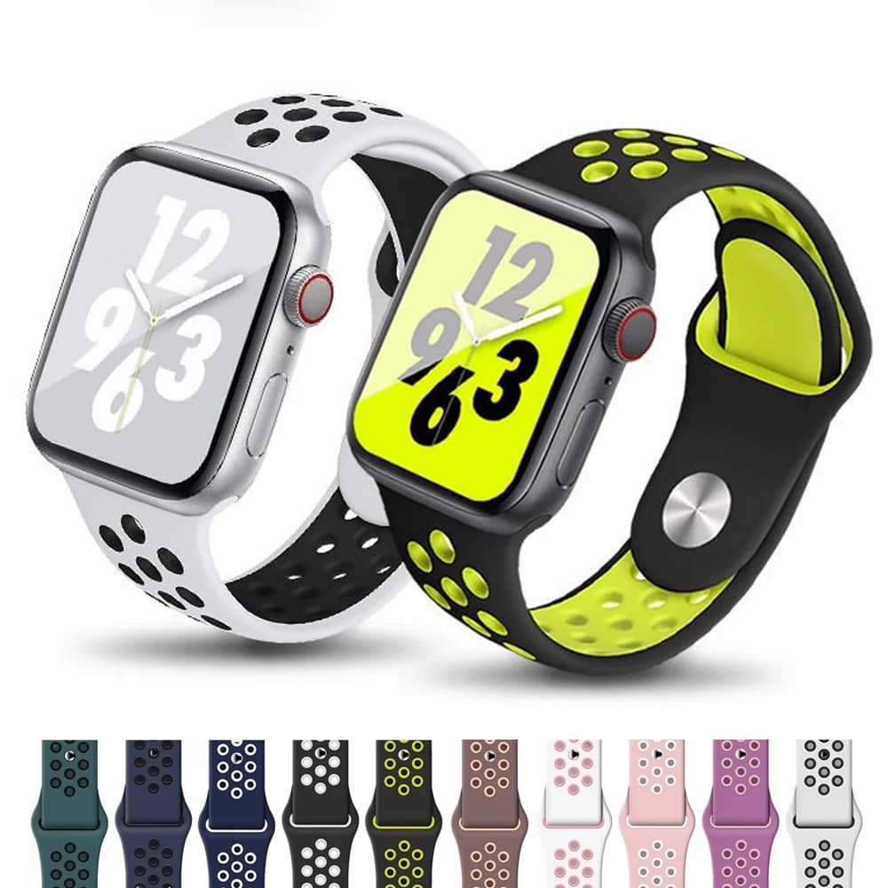 Silicone Sport Strap For Apple Watch band 49mm 38mm 42mm 41mm 45mm 40mm 44m Correa Bracelet iWatch Series 8 7 6 4 5 SE ultra