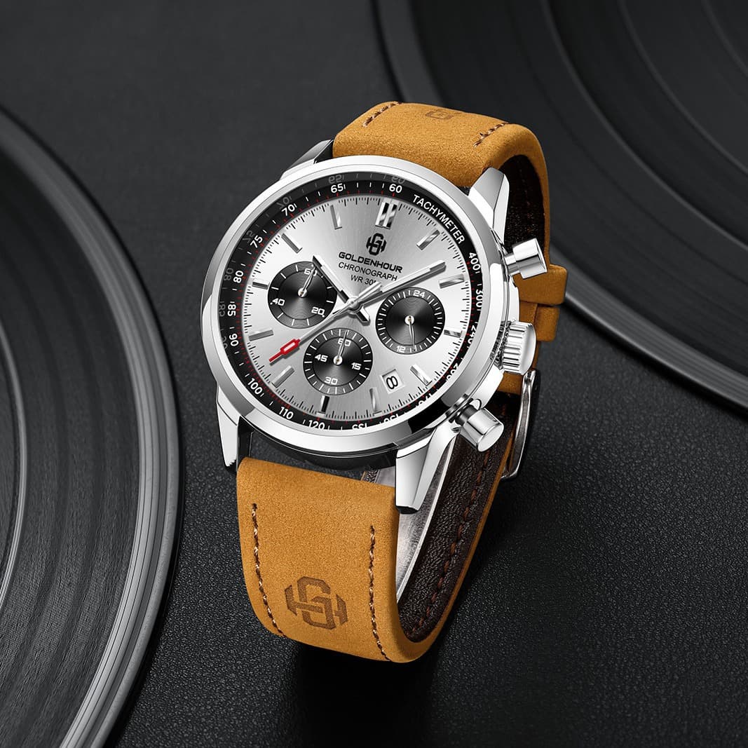 GOLDENHOUR Men's Watch High-end Fashion Waterproof Simple Temperament Versatile Trend Light Luxury Quartz Watch