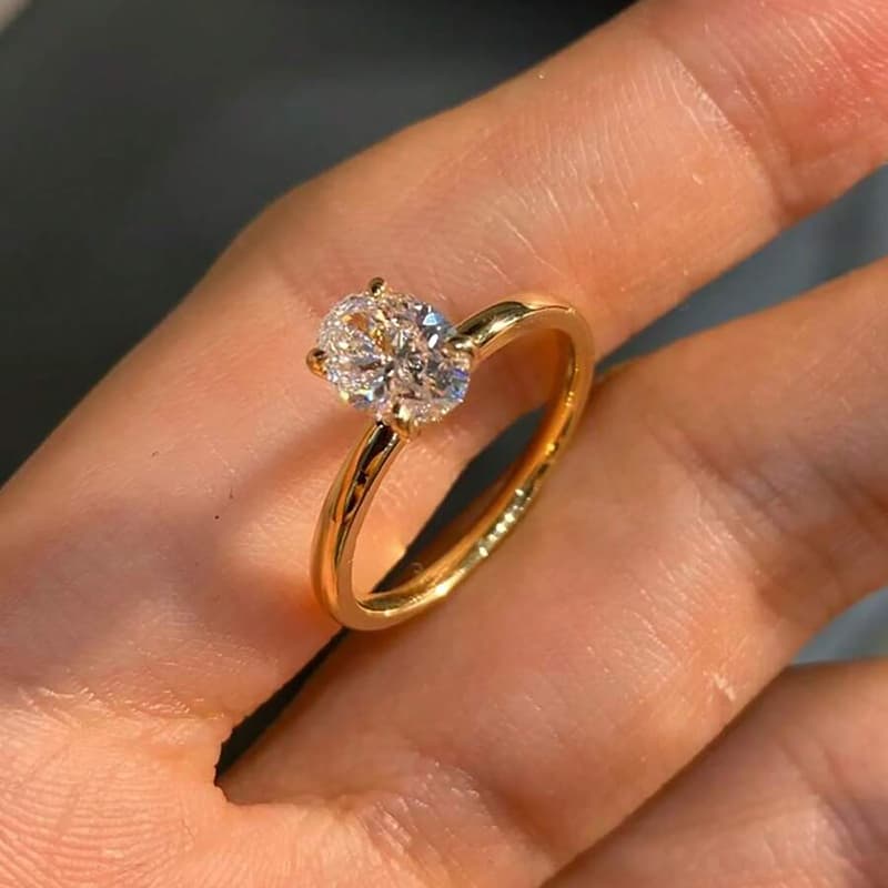 GRA 1-3CT Sterling Sier Engagement Oval Cut Solitaire Cubic Zirconia Wedding Promise Rings for Women Fine Jewelry