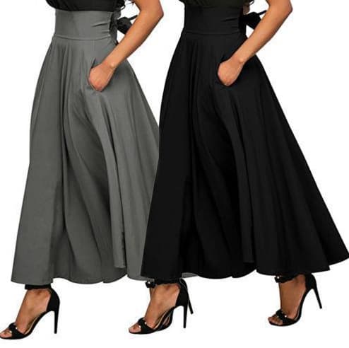 Women's Clothing classic solid color half length big swing skirt fashionable women's versatile style spot