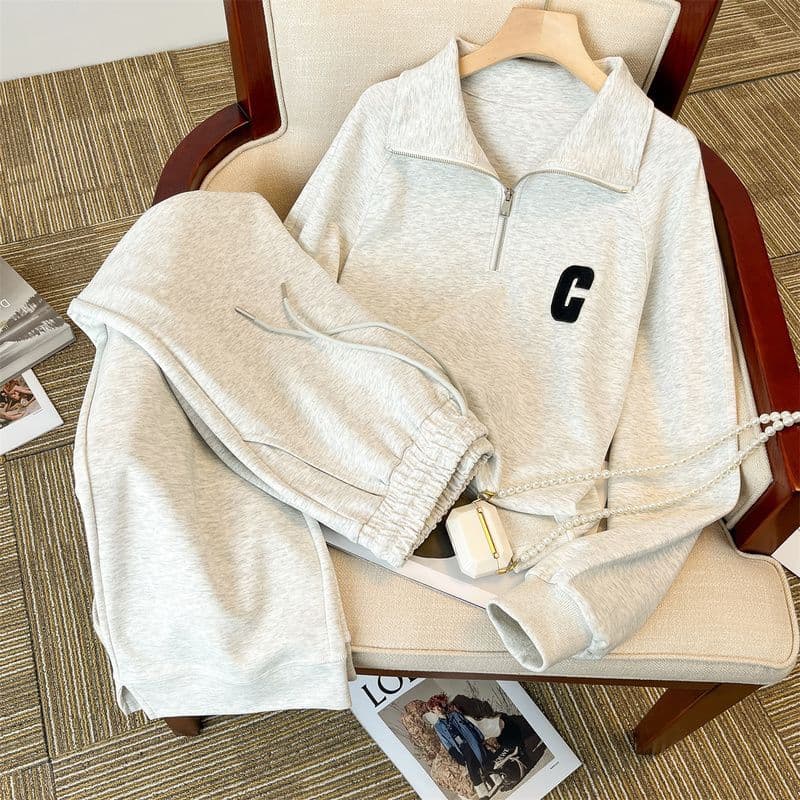 Women's Clothing sweater suit early autumn new style small fragrance style fashionable age reducing tops casual wide leg pants two piece suit