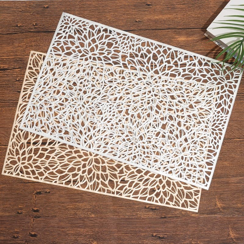 Square PVC Placemats - Perforated Heat-Resistant & Non-Slip Dining Mats (Home & Restaurant Use Easy To Clean Stylish & Functional)​