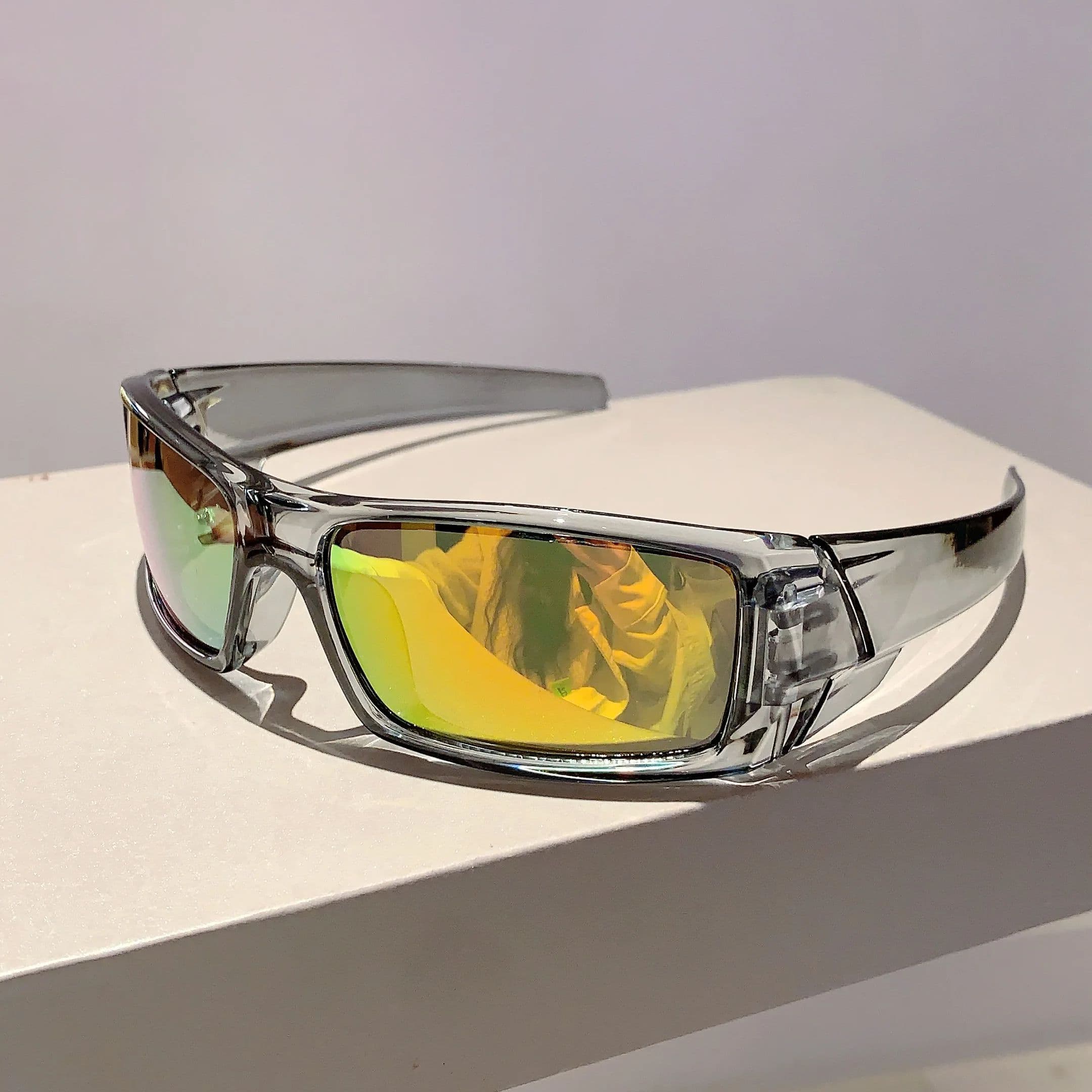 KAMMPT Y2k Punk Sunglasses Cool for Women Men Outdoor Sports Fashion Wrapped Round Trend Brand Design Shade Eyewear