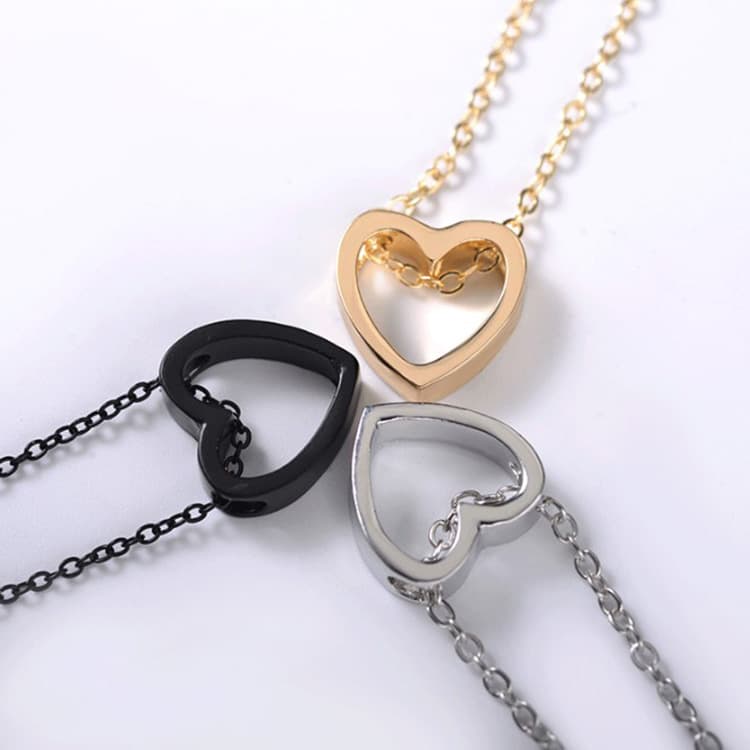 Korean style hollow heart love lovers stainless steel necklace Qixi Valentine's Day jewelry gift