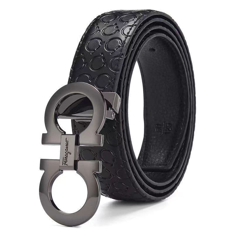 Ceinture en cuir à boucle lisse pour homme, style business, haut de gamme, tendance, élégante et durable