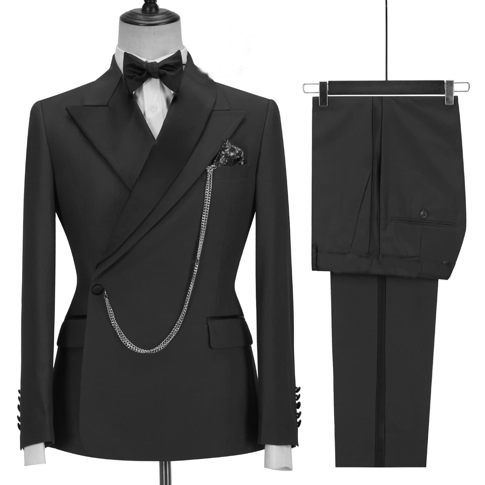 Men's Clothing Black Business Casual Suit Groom Best Suit Two Piece Suit