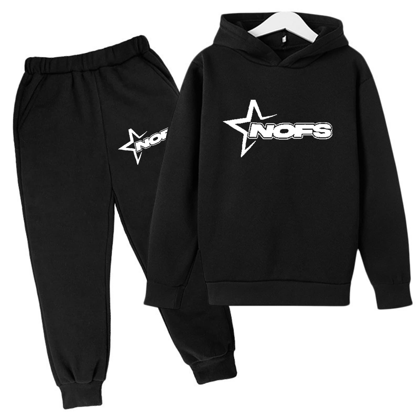 Ensemble deux pièces pour enfants, sweat-shirt à capuche ample, décontracté, en polaire, pour garçons et filles, automne et hiver
