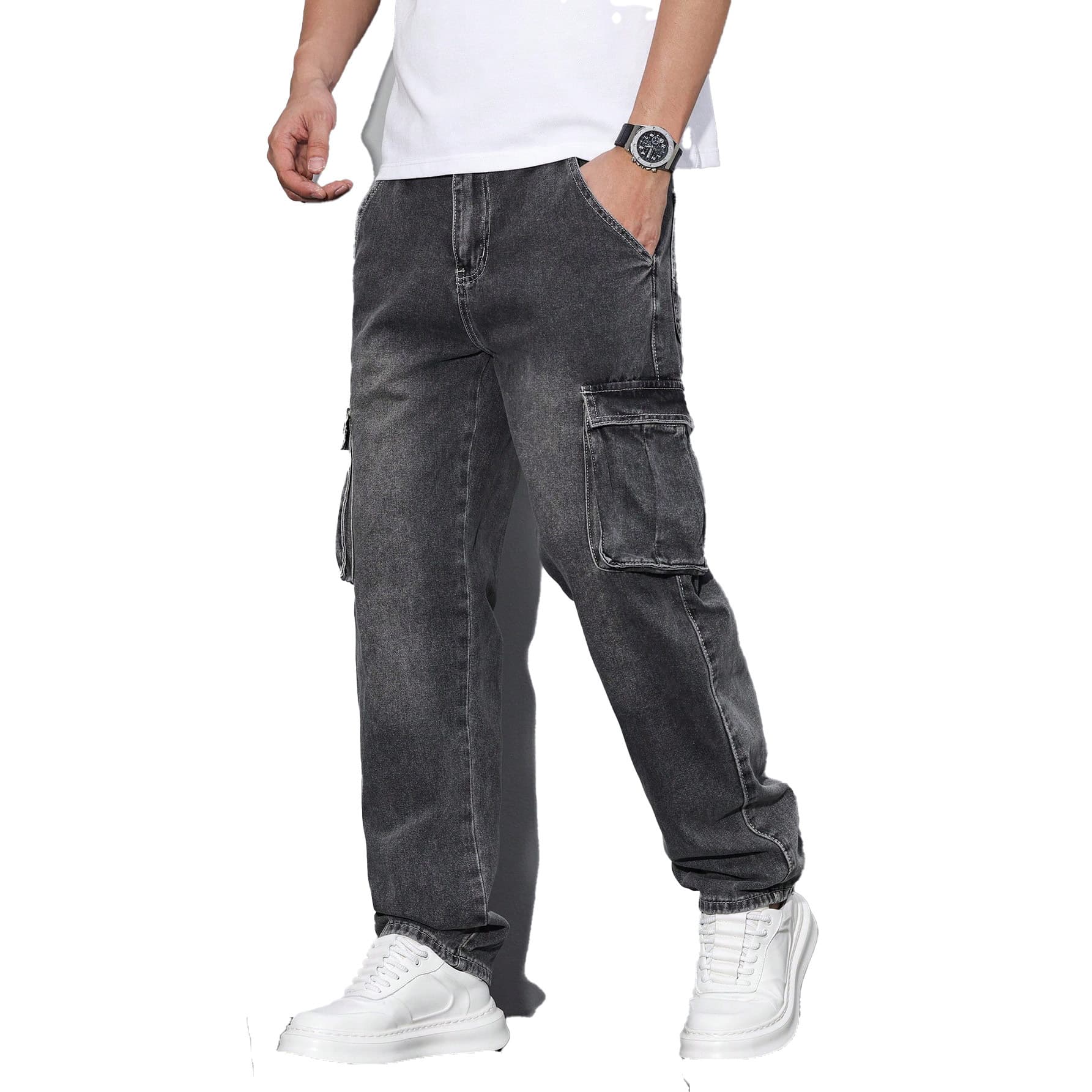 ​​Men’s Light Blue Stretch Jeans – Comfortable Slim Fit Denim Pants (Sizes S-XXXL)​​