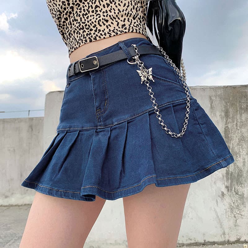Women's Clothing Half Length Denim Skirt Sexy Two Piece Stretch Denim Skirt
