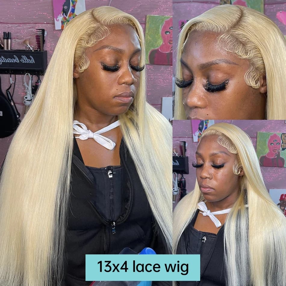 hot selling 13x4 13x6 613 Frontal Wig 38 inch Brazilian Honey Blonde Straight Transparent Lace Front Human Hair Wigs for Women