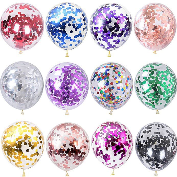 12" Glitter Latex Balloons Bulk Pack – 100pcs/Pack Shimmer Party Balloons For Weddings, Birthdays & Events (Non-Toxic, Multi-Color Options)