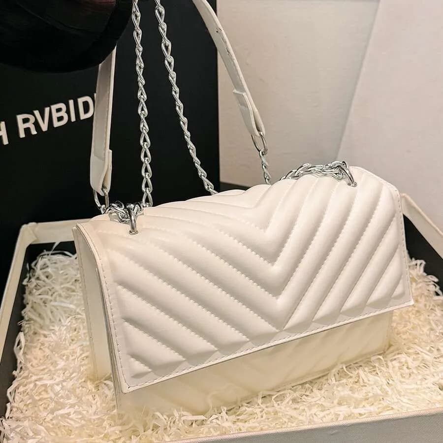 Designer Women's Bags Embossed Quilted Fashion Trendy Chain New Style Single Shoulder Crossbody Bag Solid Color