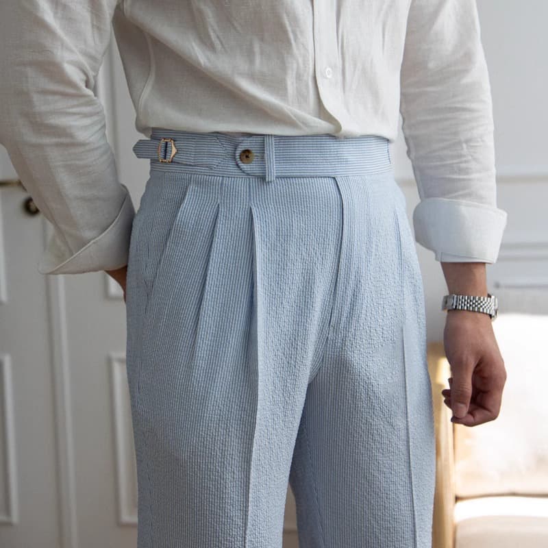 Men's Clothing 2024 summer new niche striped suit pants casual pants men's fashion trend straight versatile long pants