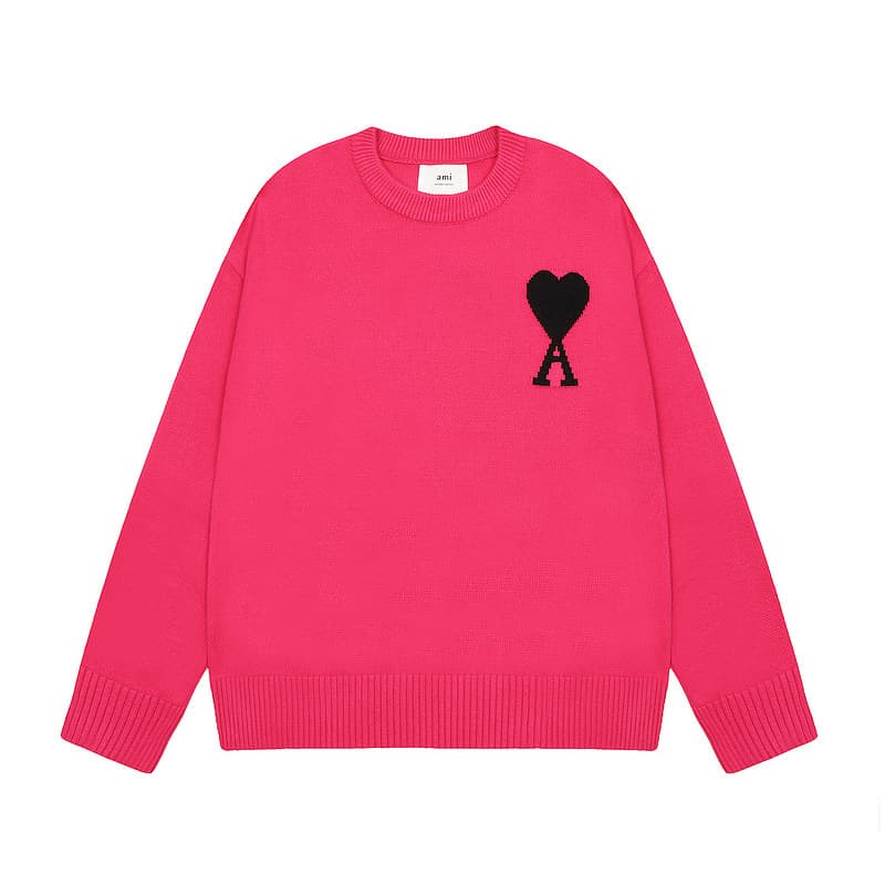 Pull chaud unisexe pour jeunes, motif cœur pêche, pull tendance à col montant.